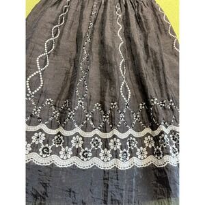 Vintage Lapis Skirt Womens‎ Black Midi Western Country Boho high elastic waist